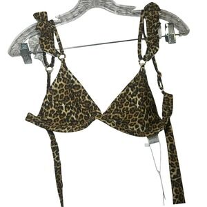 NWT Solido leopard print Bikini top women's small bold report vacation beach
